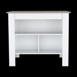 Isla de Cocina Cala Taupe y Blanco 103x90cm Con Tres Entrepaños y Patas - Barras y Muebles Auxiliares | Bylmo