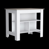 Isla de Cocina Cala Taupe y Blanco 103x90cm Con Tres Entrepaños y Patas - Barras y Muebles Auxiliares | Bylmo