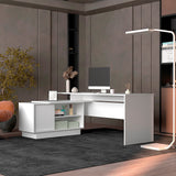 Escritorio en L Emery Blanco 179x71.15cm Con Entrepaño Interno - Escritorios | Bylmo