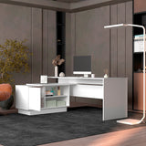 Escritorio en L Emery Blanco 179x71.15cm Con Entrepaño Interno - Escritorios | Bylmo