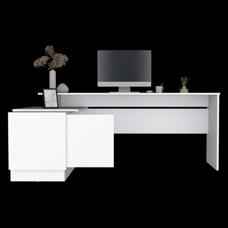Escritorio en L Emery Blanco 179x71.15cm Con Entrepaño Interno - Escritorios | Bylmo