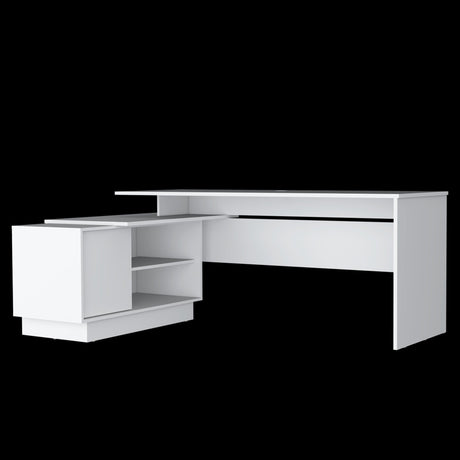 Escritorio en L Emery Blanco 179x71.15cm Con Entrepaño Interno - Escritorios | Bylmo