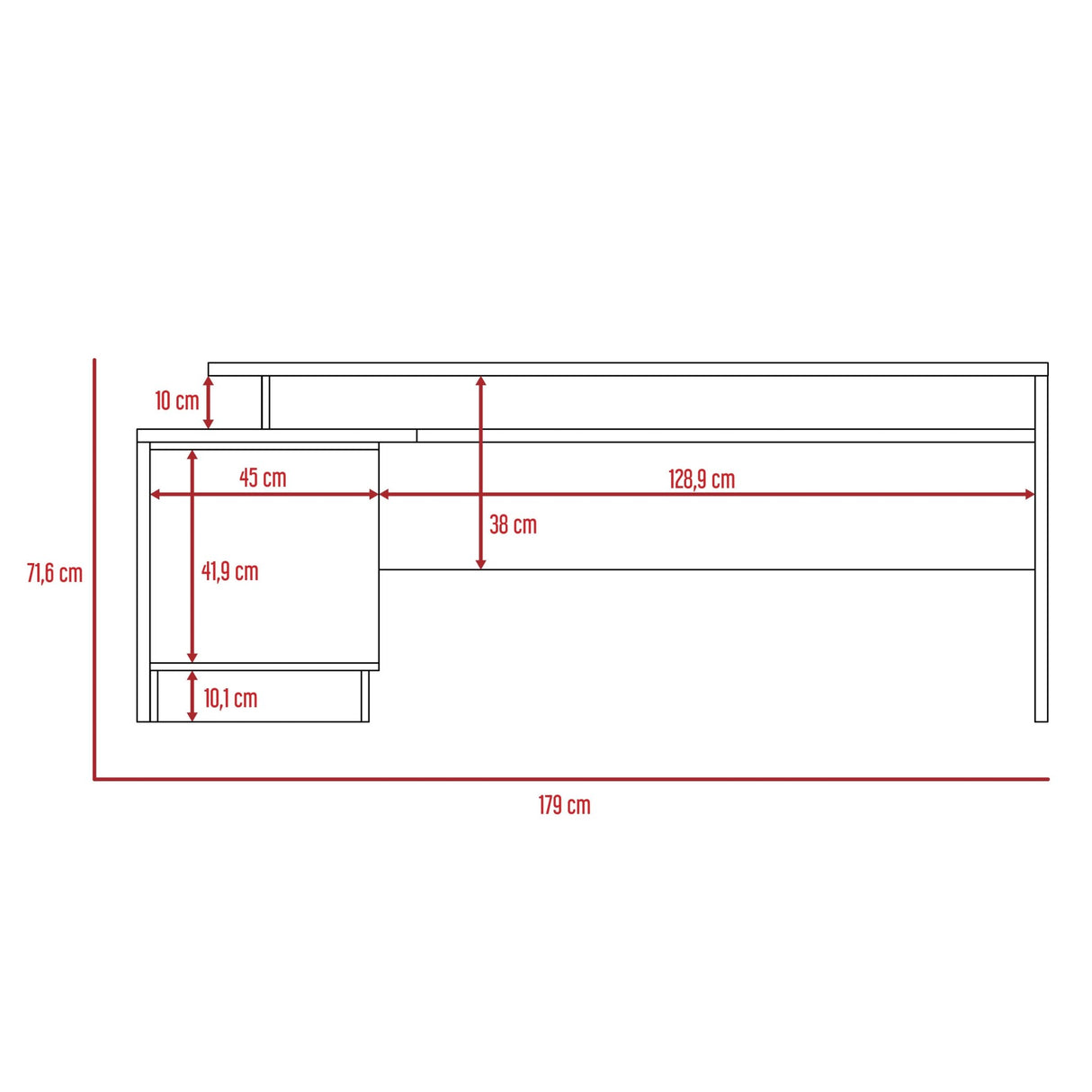 Escritorio en L Emery Blanco 179x71.15cm Con Entrepaño Interno - Escritorios | Bylmo