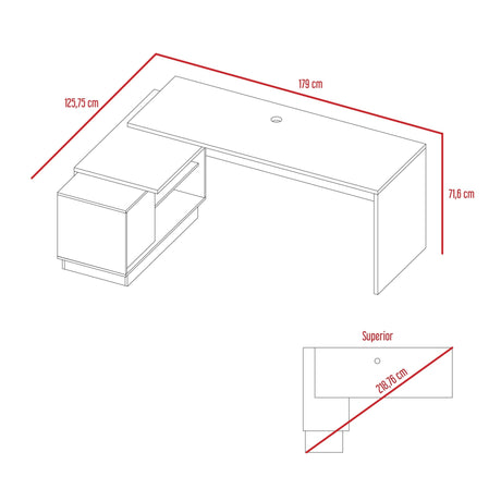 Escritorio en L Emery Blanco 179x71.15cm Con Entrepaño Interno - Escritorios | Bylmo
