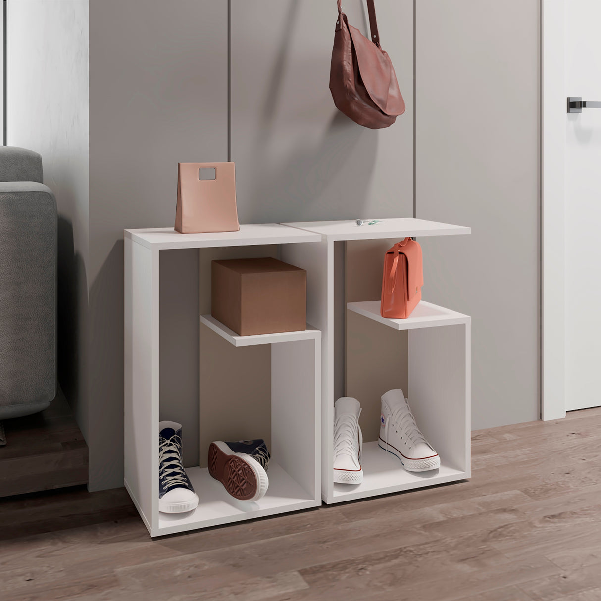 Mesa de Centro Everett Blanco y Taupe 39.8x63.4cm Rectangular - Mesas de Centro | Bylmo