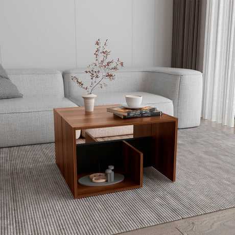 Mesa de Centro Everett Caramelo y Wengue 39.8x63.4cm Rectangular - Mesas de Centro | Bylmo