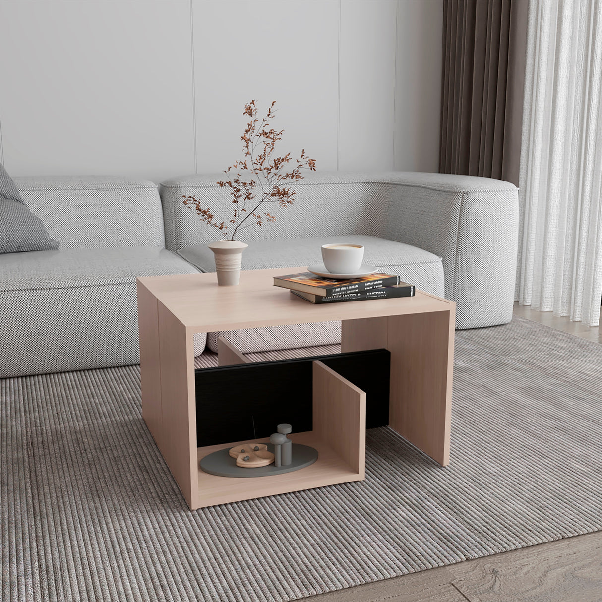 Mesa de Centro Everett Nacar y Wengue 39.8x63.4cm Rectangular - Mesas de Centro | Bylmo