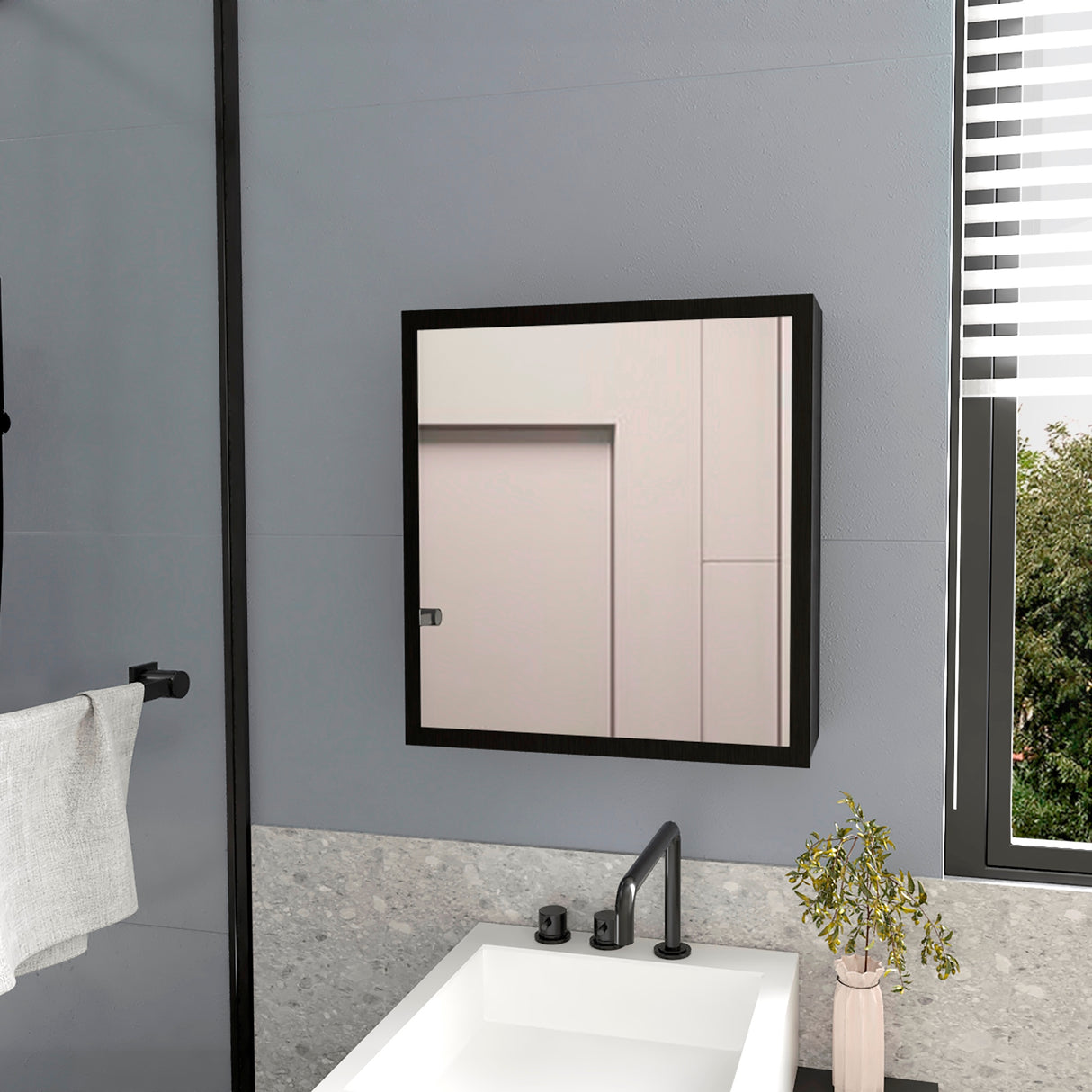 Gabinete de Baño Duma Wengue 50x53.7cm Rectangular Con Espejo - Gabinetes de Baño | Bylmo