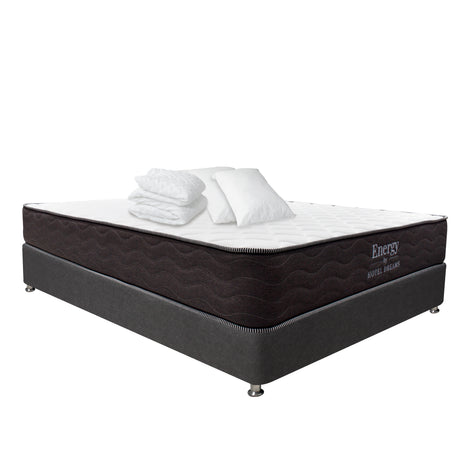 Combo Colchón y Base Cama Energy Blanco y Gris Grafito Queen 160 X 190 Cm Medio Firme Ortopedico - Colchones | Bylmo