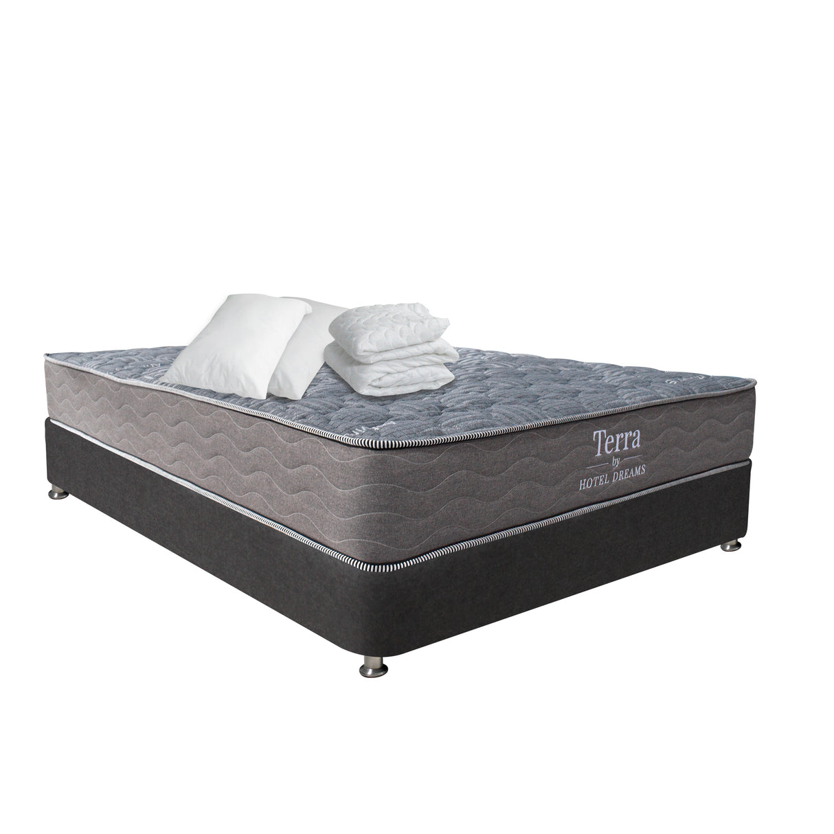 Combo Colchón y Base Cama Terra Gris Claro y Gris Grafito Doble 140 X 190 Cm Medio Firme Ortopedico - Colchones | Bylmo