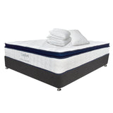 Combo Colchón y Base Cama Confort Blanco y Azul Oscuro Semidoble 120 X 190 Cm Medio Firme Ortopedico - Colchones | Bylmo