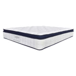 Combo Colchón Y Base Cama Confort Blanco Y Azul Oscuro King 200 X 200 Cm Medio Firme Ortopedico