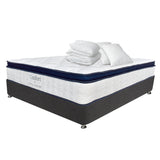 Combo Colchón y Base Cama Confort Blanco y Azul Oscuro King 200 X 200 Cm Medio Firme Ortopedico - Colchones | Bylmo