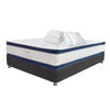 Combo Colchón Y Base Cama Vitality Blanco Y Azul Oscuro King 200 X 200 Cm Medio Firme Ortopedico