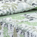 Juego de Sábanas Marsella Floral Gris y Verde Microfibra 4 piezas - SABANAS | Bylmo