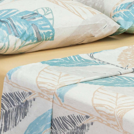 Juego de Sabanas Marsella Floral Amarillo y Azul Aguamarina - SABANAS | Bylmo