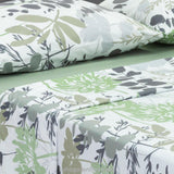 Juego de Sábanas Marsella Floral Gris y Verde Microfibra. - SABANAS | Bylmo