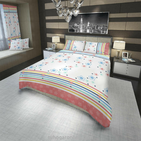 Juego de Sabanas Basic Blanco y Rojo Microfibra Suavizada - SABANAS | Bylmo