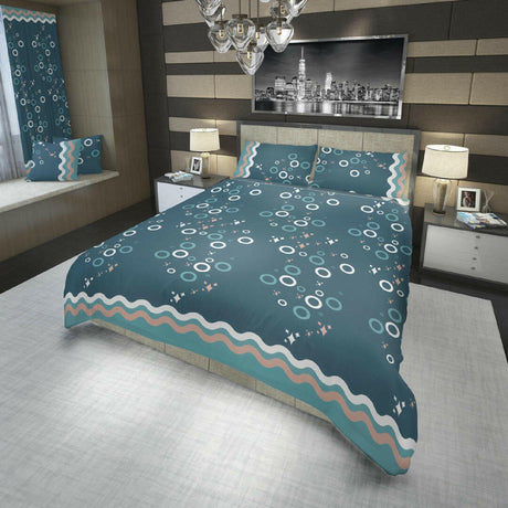 Juego de Sabanas Basic Circulos y Estrellas Azul 180 Hilos. - SABANAS | Bylmo