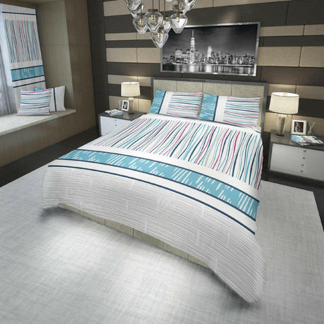 Juego de Sabanas Basic 180 hilos Blanco y Azul Moderno - SABANAS | Bylmo