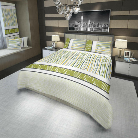 Juego de Sabanas Basic BlancoAmarilloVerde Moderno POLIÉSTERMICROFIBRA SUAVIZADA 4 PIEZAS 2 FUNDAS DE ALMOHADA SÁBANA PLANA Y SÁBANA AJUSTABLE 180 30 Rayas - SABANAS | Bylmo