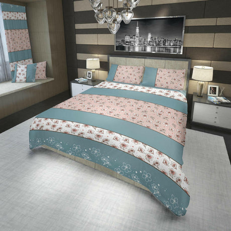 Juego de Sabanas Basic 180 hilos AzulRosadoBlanco Moderno - SABANAS | Bylmo