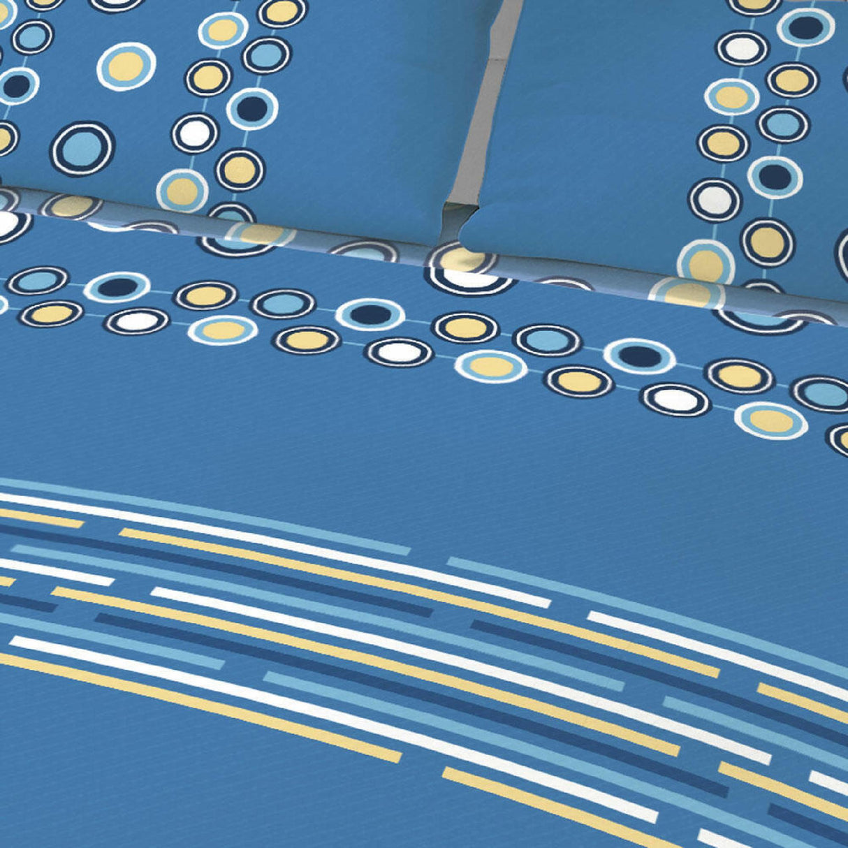 Juego de Sabanas Basic Azul Moderno 4 Piezas 200x200cm Círculos - SABANAS | Bylmo