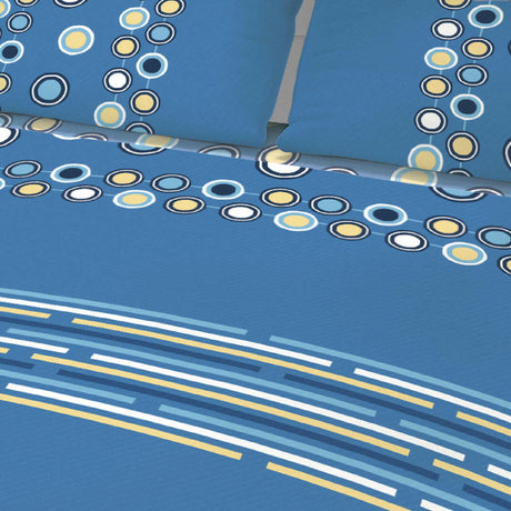 Juego de Sabanas Basic Azul Moderno 4 Piezas 200x200cm Círculos - SABANAS | Bylmo