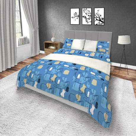 Juego de Sabanas Basic Azul y Blanco de Microfibra Suavizada - SABANAS | Bylmo