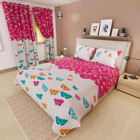 Juego de Sabanas Basic Fucsia Blanco Moderno 4 Piezas 200x200. - SABANAS | Bylmo