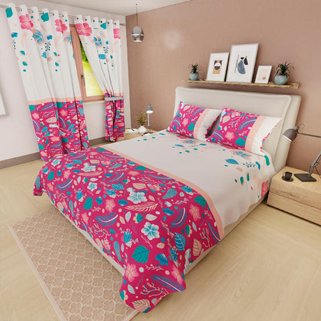 Juego de Sabanas Basic Moderno Blanco Fucsia 4 Piezas King 200x200 cm - Sabanas | Bylmo