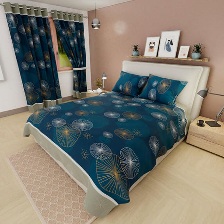 Juego de Sabanas Basic Azul Moderno Doble 140 x 190 cm 4 piezas 30 cm espiral - Sabanas | Bylmo