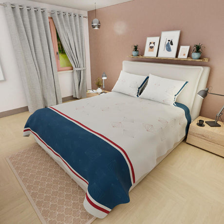 Juego de Sabanas Basic Doble Blanco Azul Moderno 180 Hilos - Sabanas | Bylmo