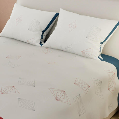 Juego de Sabanas Basic Doble Blanco Azul Moderno 180 Hilos - Sabanas | Bylmo