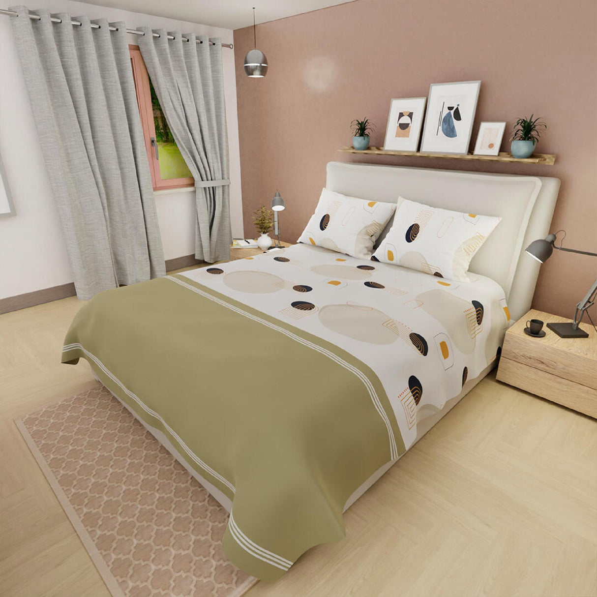 Juego de Sabanas Basic Doble Blanco Camel Moderno 180 Hilos - Sabanas | Bylmo