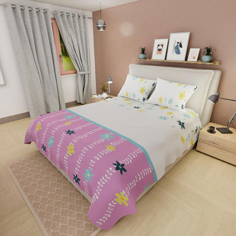 Juego de Sabanas Basic Flores Blancas 180 hilos Doble 140x190cm - Sabanas | Bylmo