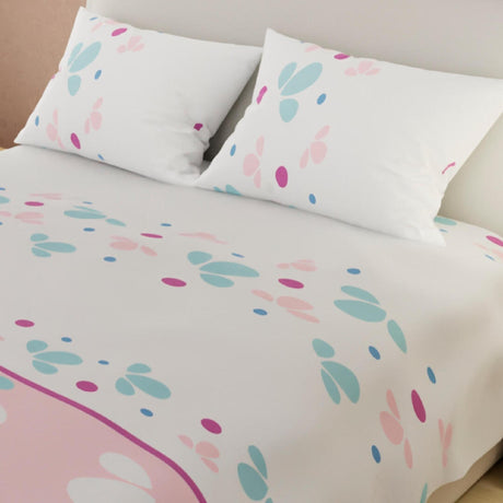 Juego de Sabanas Basic Flores Blanco Rosado Suave - Sabanas | Bylmo