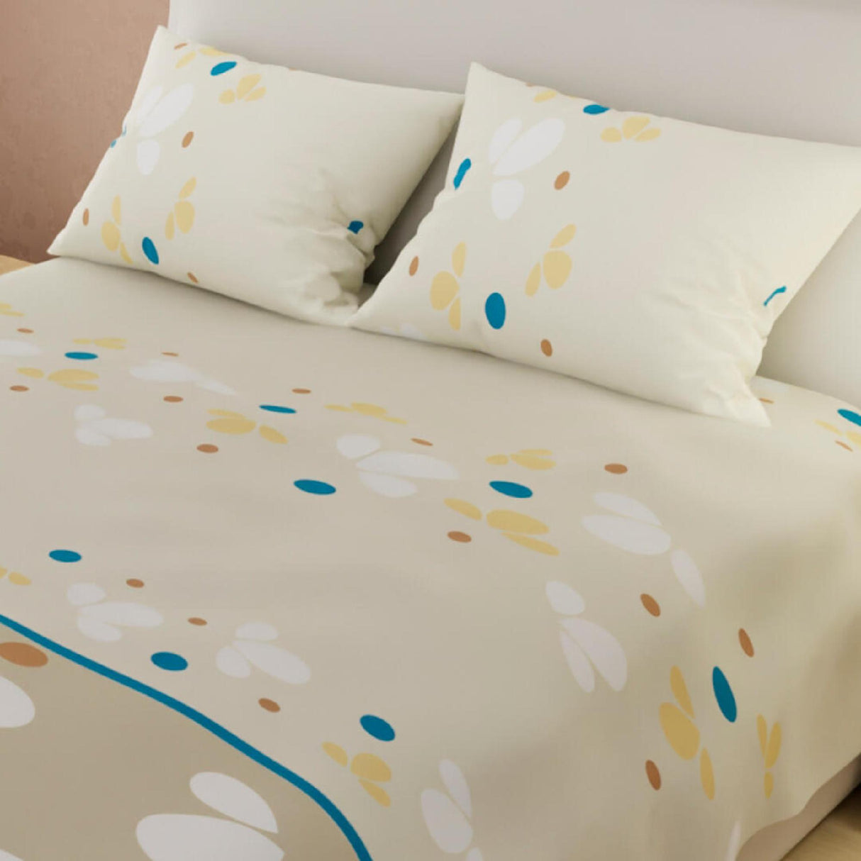 Juego de Sabanas Basic Almendra 180 HILOS Sencillo 4 Piezas Flores - Sabanas | Bylmo