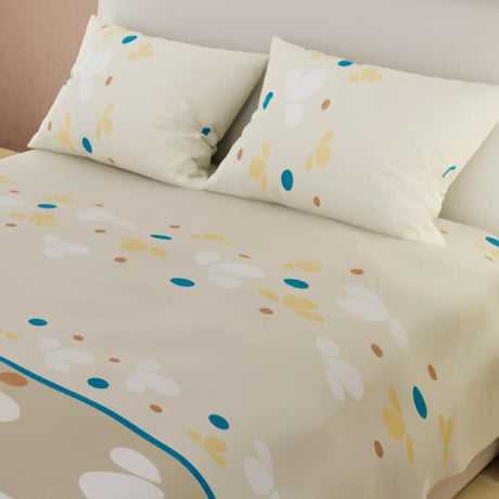 Juego de Sabanas Basic Almendra 180 HILOS Sencillo 4 Piezas Flores - Sabanas | Bylmo