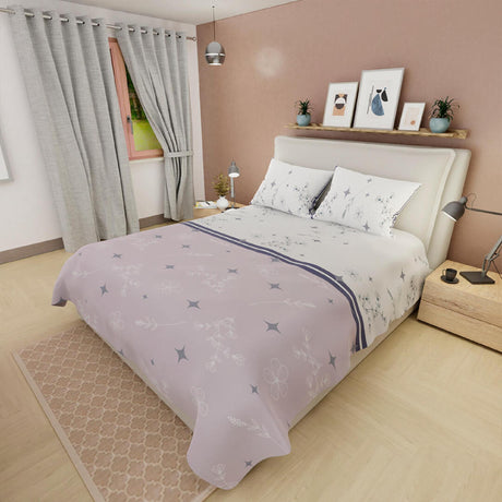 Juego de Sabanas Basic Estrellas y Ramas Blanco y Lila - Sabanas | Bylmo