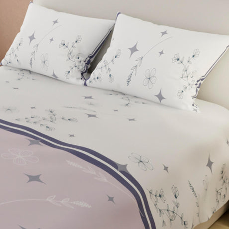 Juego de Sabanas Basic Estrellas y Ramas Blanco y Lila - Sabanas | Bylmo