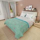 Juego de Sabanas Basic Estrellas y Flores 180 hilos Blanco y Verde Aguamarina - Sabanas | Bylmo