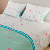 Juego de Sabanas Basic Estrellas y Flores 180 hilos Blanco y Verde Aguamarina - Sabanas | Bylmo