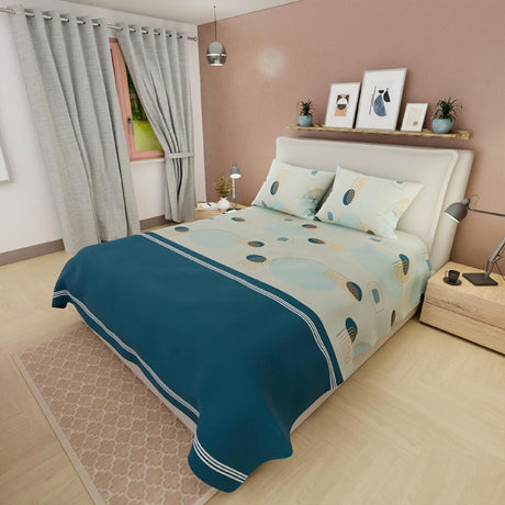 Juego de Sabanas Basic Circulos BlancoAzul 180 Hilos - Sabanas | Bylmo