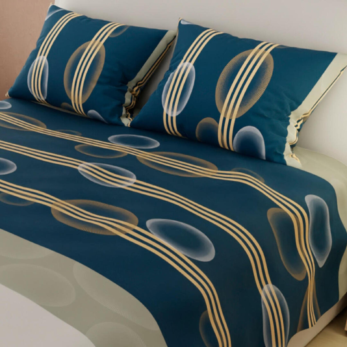 Juego de Sabanas Basic Azul Camel Suave y Moderno Queen 160x190 cm - Sabanas | Bylmo