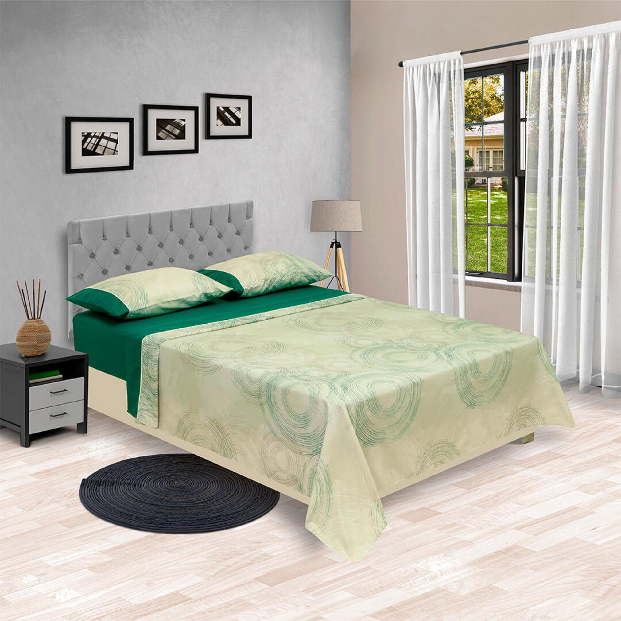 Juego de Sabanas Barcelona Artística Verde Oscuro - Sabanas | Bylmo