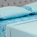 Juego de Sabanas Barcelona Cosmopolita 4 piezas 160x190cm Azul Microfibra suavizada. - Sabanas | Bylmo