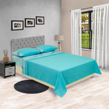 Juego de Sabanas Barcelona Cosmopolita 4 piezas 160x190 cm Azul Aguamarina Microfibra suavizada - Sabanas | Bylmo