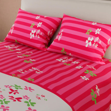 Juego de Sabanas Basic Fucsia Blanco 180 hilos - Sabanas | Bylmo