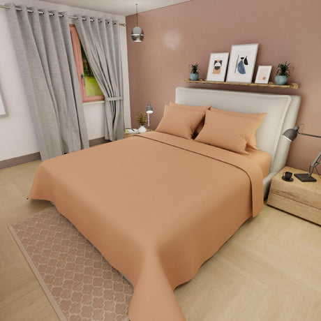 Juego de Sabanas Basic Naranja 4 Piezas Moderno Doble 140x190cm - Sabanas | Bylmo